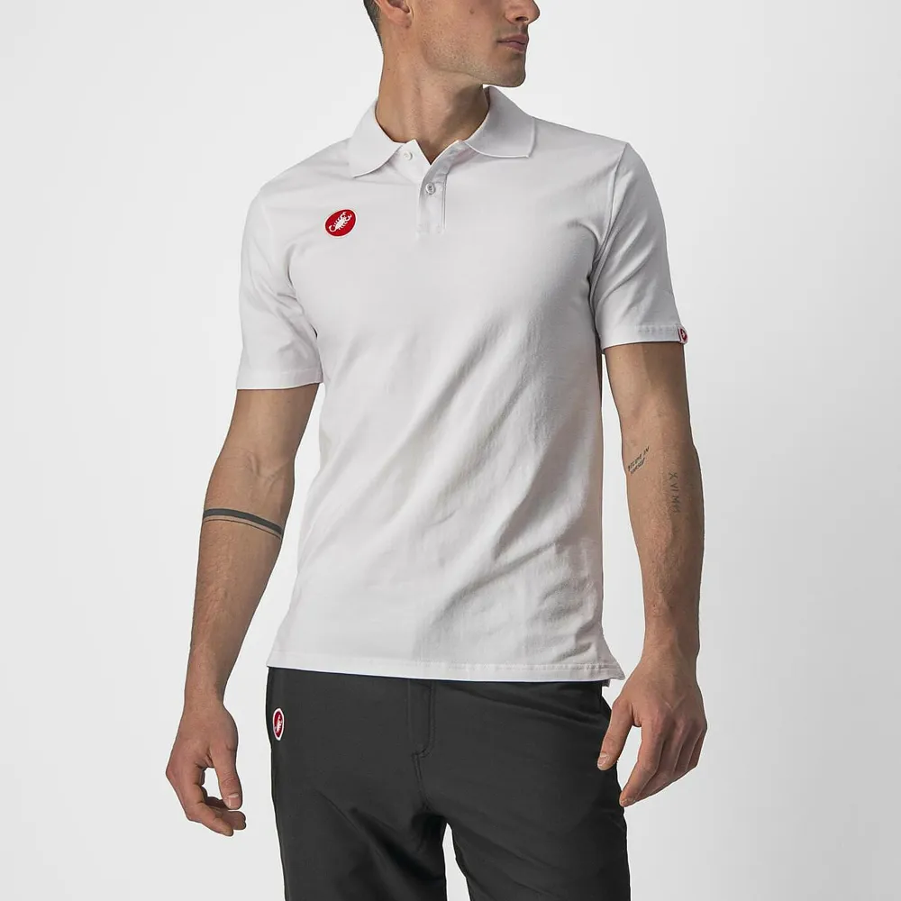 uPRISE Bikes Castelli Race Day Short Sleeve Men's Polo Shirt - White | Price match, 365 day return s, 18-Month Warranty, Finance Available & Free UK Delivery