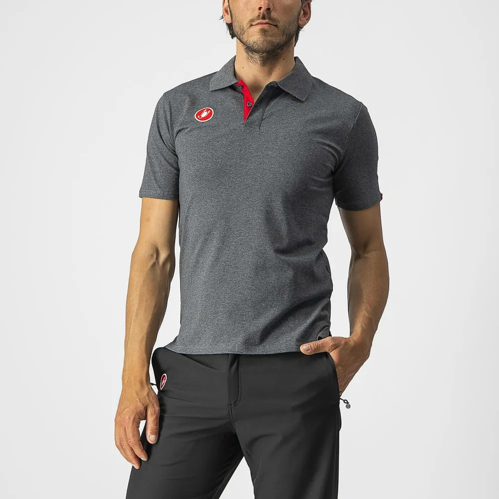 uPRISE Bikes Castelli Race Day Short Sleeve Men's Polo Shirt - Melange Grey | Price match, 365 day return s, 18-Month Warranty, Finance Available & Free UK Delivery