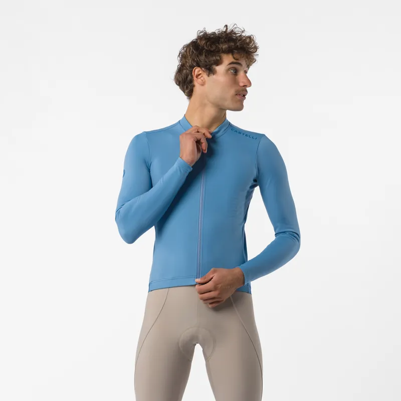 Castelli Espresso Thermal 2 Men's Long Sleeve Jersey - Metallic Blue-1