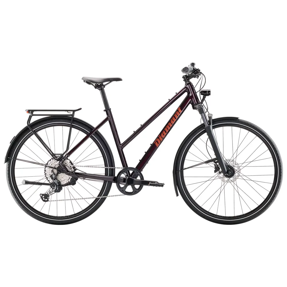 uPRISE Bikes Diamant Mahon Trip Pro Mid-Step 2025 Hybrid Bike - Black Cherry | Price match, 365 day return s, 18-Month Warranty, Finance Available & Free UK Delivery