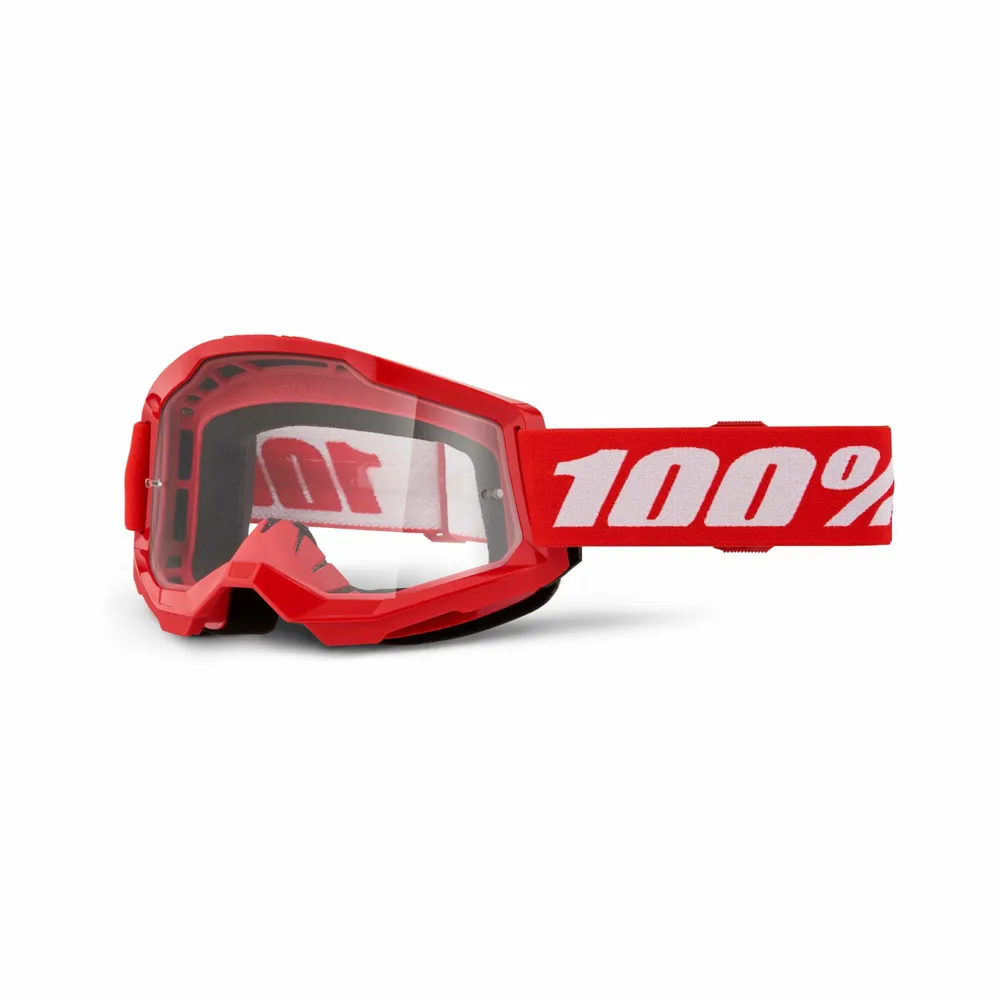 uPRISE Bikes 100 Percent Strata 2 Goggles - Red - Clear Lens | Price match, 365 day return s, 18-Month Warranty, Finance Available & Free UK Delivery
