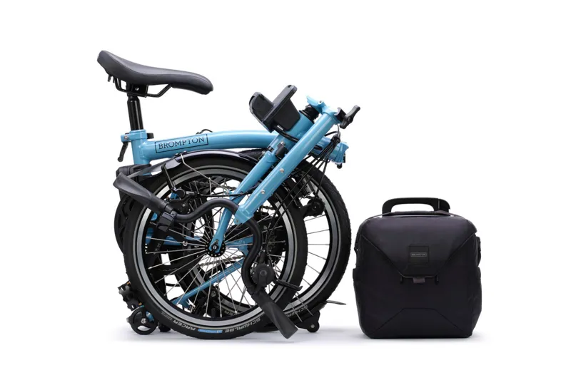 Brompton C Line 4 Speed Mid Bar + Rack 2026 Electric Folding Bike - Cloud Metallic-3