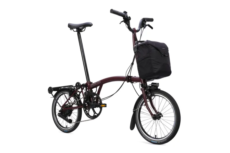 Brompton C Line 4 Speed Mid Bar SuperRoll+ 2026 Electric Folding Bike - Plum Red-1