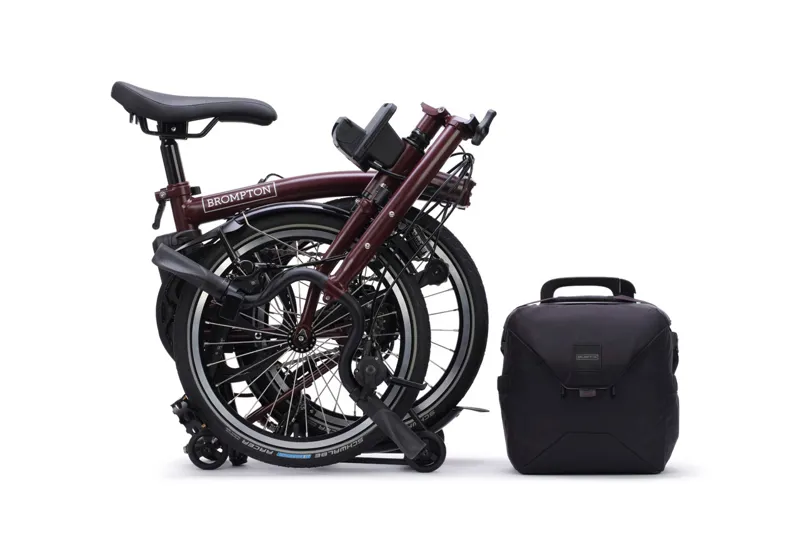Brompton C Line 4 Speed Mid Bar SuperRoll+ 2026 Electric Folding Bike - Plum Red-3