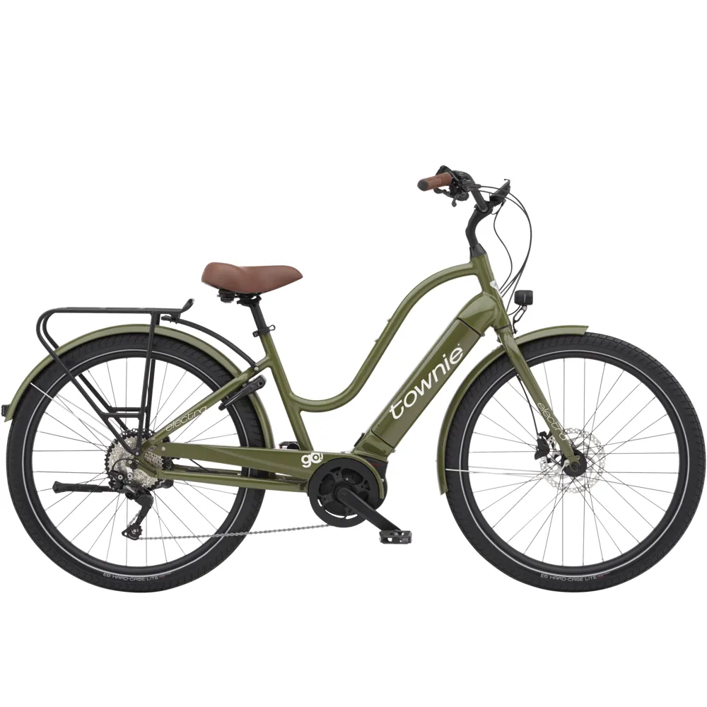 uPRISE Bikes Electra Townie Path Go 10D EQ Step Thru 2025 Women's Electric Hybrid Bike - Olive | Price match, 365 day return s, 18-Month Warranty, Finance Available & Free UK Delivery