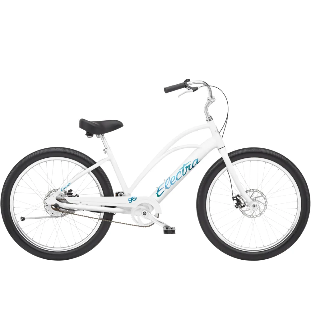 uPRISE Bikes Electra Cruiser Go Step-Thru 250wh 2025 Electric Bike - Medium - White | Price match, 365 day return s, 18-Month Warranty, Finance Available & Free UK Delivery
