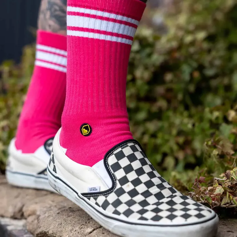 Burgtec Everyday Crew Sock - Toxic Barbie Pink-1