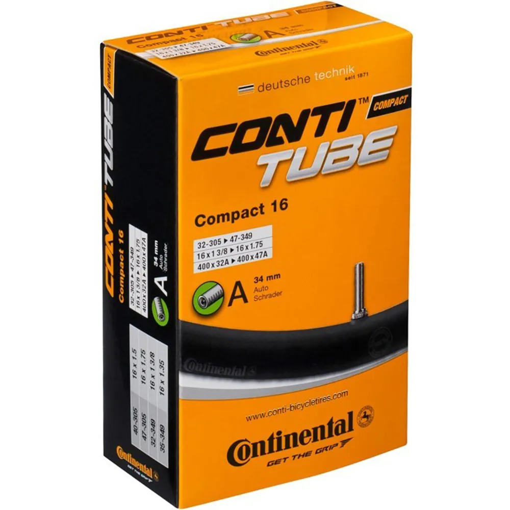 uPRISE Bikes Continental Compact Inner Tube - 16 inch - Schrader valve | Price match, 365 day return s, 18-Month Warranty, Finance Available & Free UK Delivery