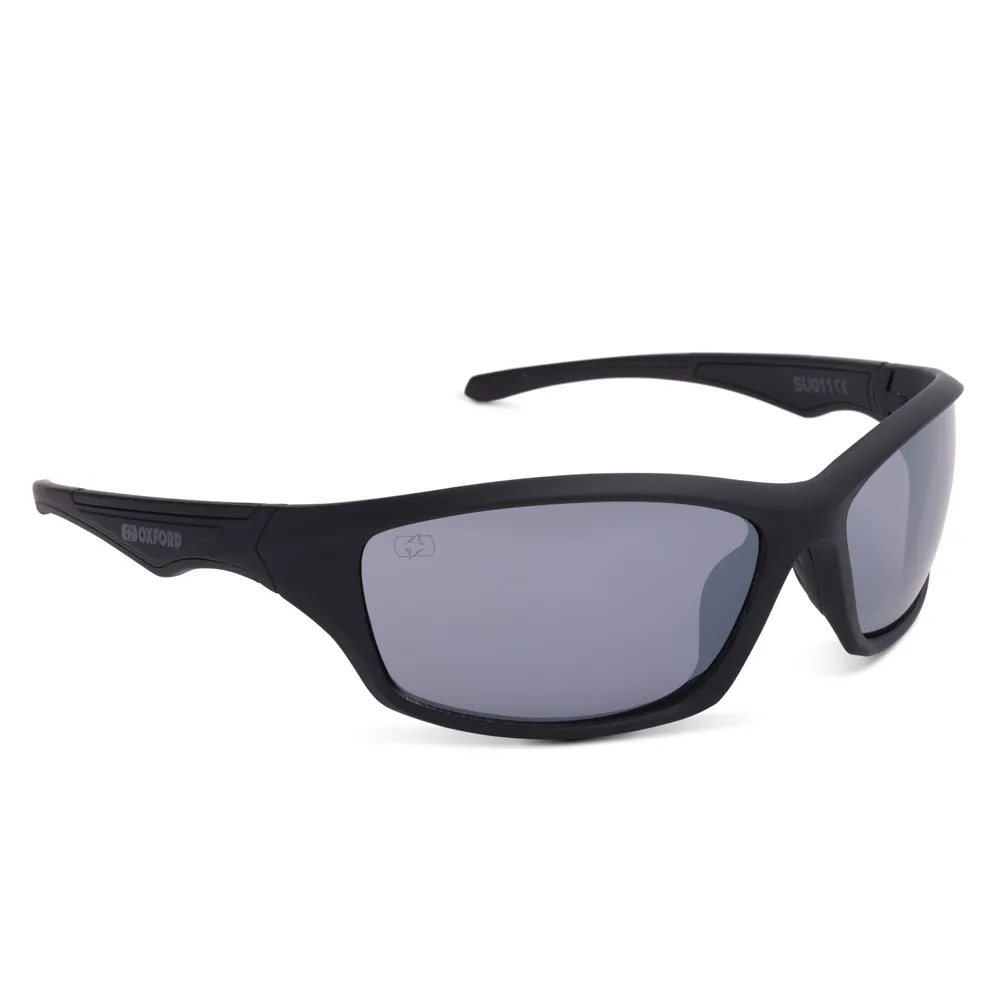 uPRISE Bikes Oxford Camino Sunglasses - Black Frame/Silver Mirror Lens | Price match, 365 day return s, 18-Month Warranty, Finance Available & Free UK Delivery