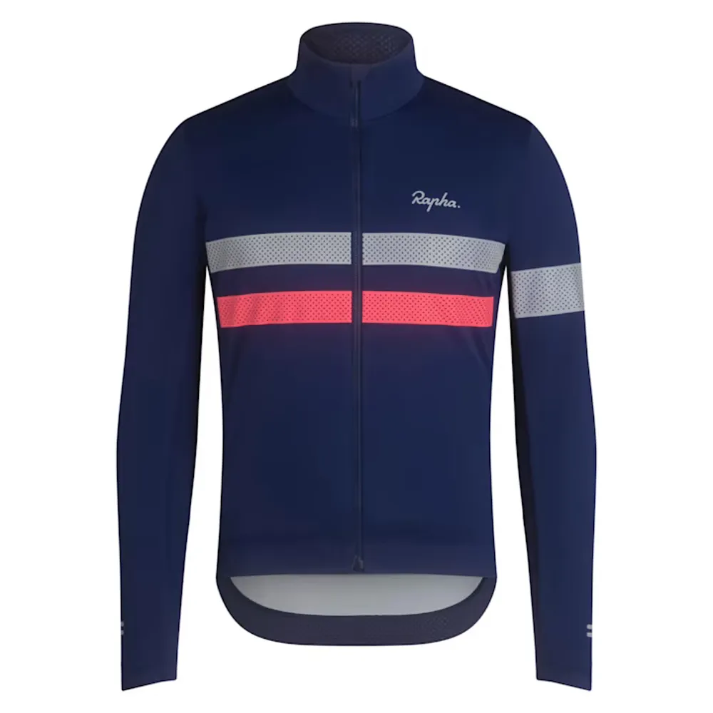 uPRISE Bikes Rapha Brevet Mens Long Sleeve Windstopper Jersey - Navy/Hi Vis Pink | Price match, 365 day return s, 18-Month Warranty, Finance Available & Free UK Delivery