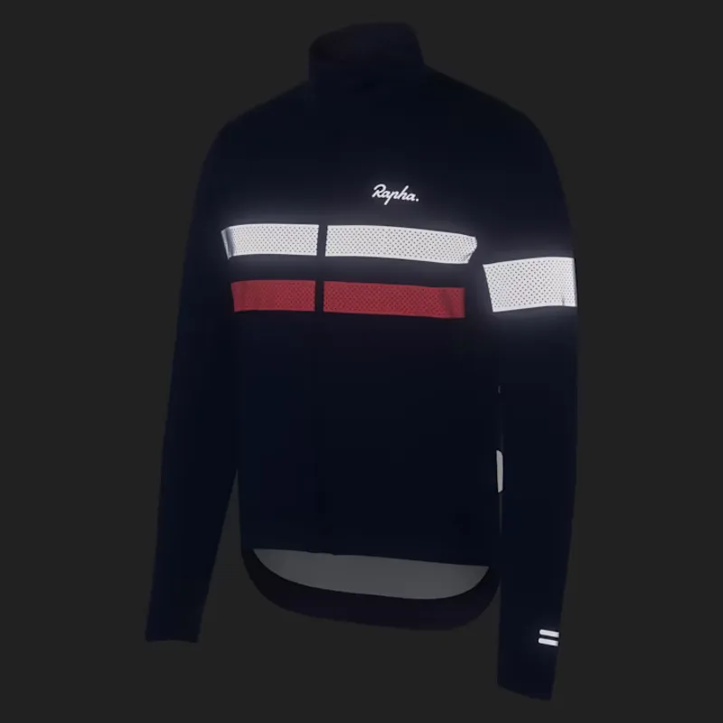 Rapha Brevet Mens Long Sleeve Windstopper Jersey - Navy/Hi Vis Pink-6