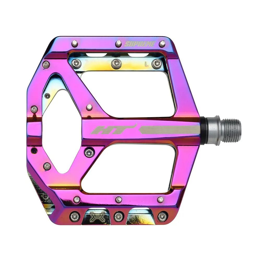 uPRISE Bikes HT Components ANS-10 Supreme Flat MTB Pedals - Oil Slick | Price match, 365 day return s, 18-Month Warranty, Finance Available & Free UK Delivery