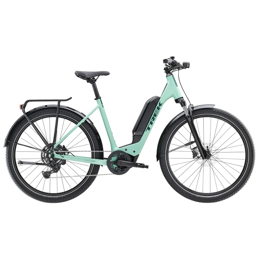 uPRISE Bikes Trek Allant+ 5 Lowstep 400wh 2025 Electric Hybrid Bike - Blue Sage | Price match, 365 day return s, 18-Month Warranty, Finance Available & Free UK Delivery