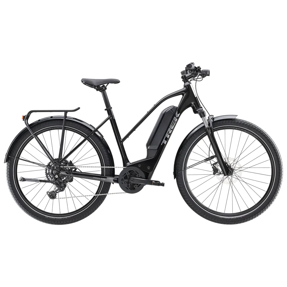 uPRISE Bikes Trek Allant+ 5 Stagger 400wh 2025 Electric Hybrid Bike - Trek Black | Price match, 365 day return s, 18-Month Warranty, Finance Available & Free UK Delivery