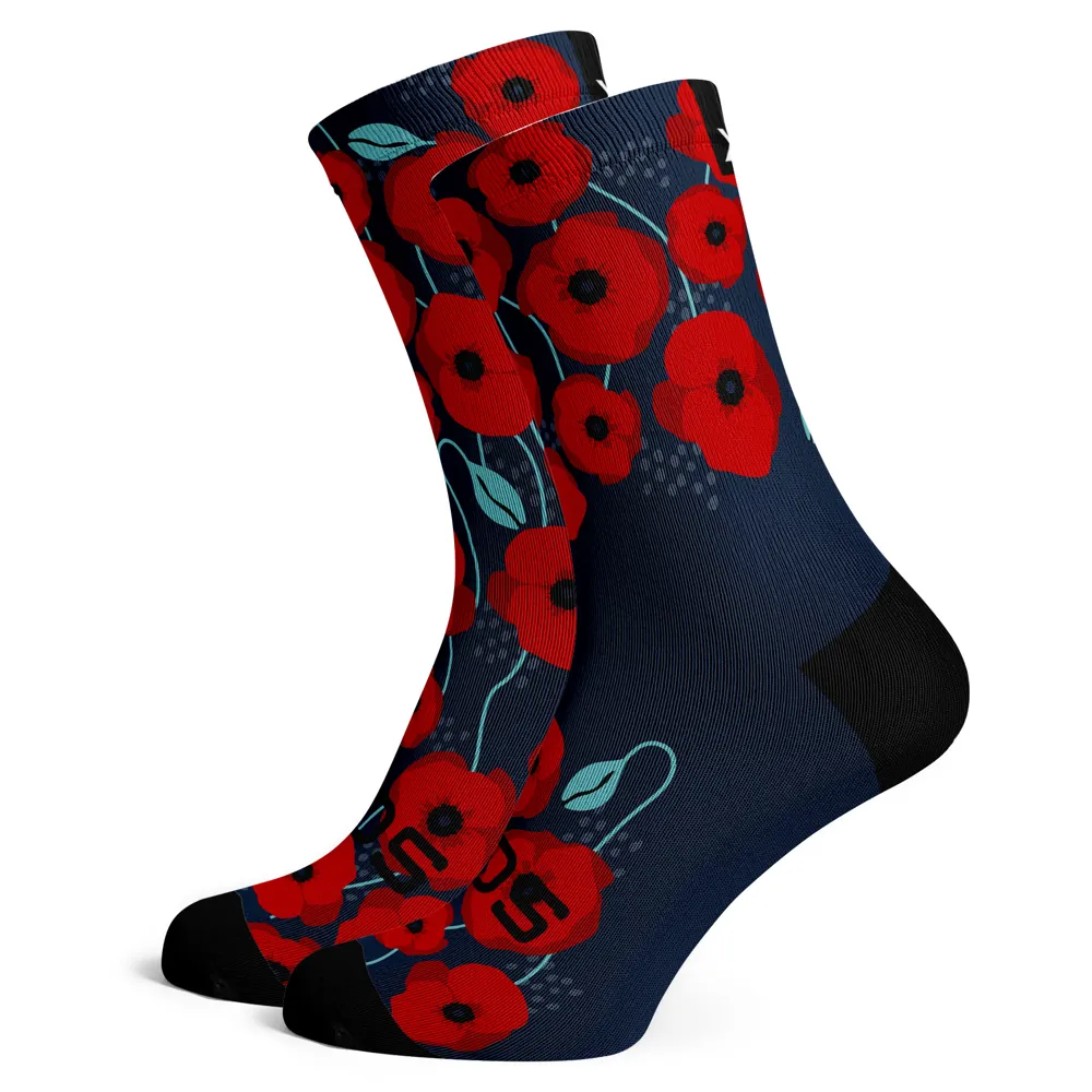 uPRISE Bikes Sox Footwear Poppy Tropicals Premium Crew Socks - Navy | Price match, 365 day return s, 18-Month Warranty, Finance Available & Free UK Delivery