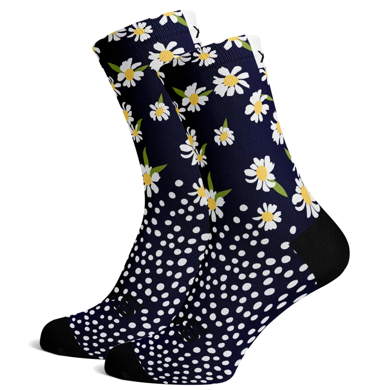 Sox Footwear Daisy Tropicals Premium Crew Socks - Navy
