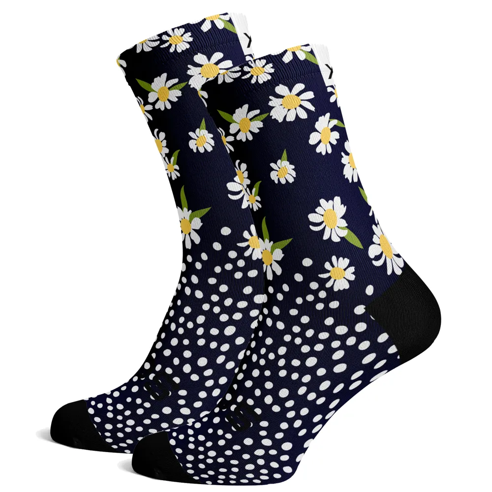 uPRISE Bikes Sox Footwear Daisy Tropicals Premium Crew Socks - Navy | Price match, 365 day return s, 18-Month Warranty, Finance Available & Free UK Delivery
