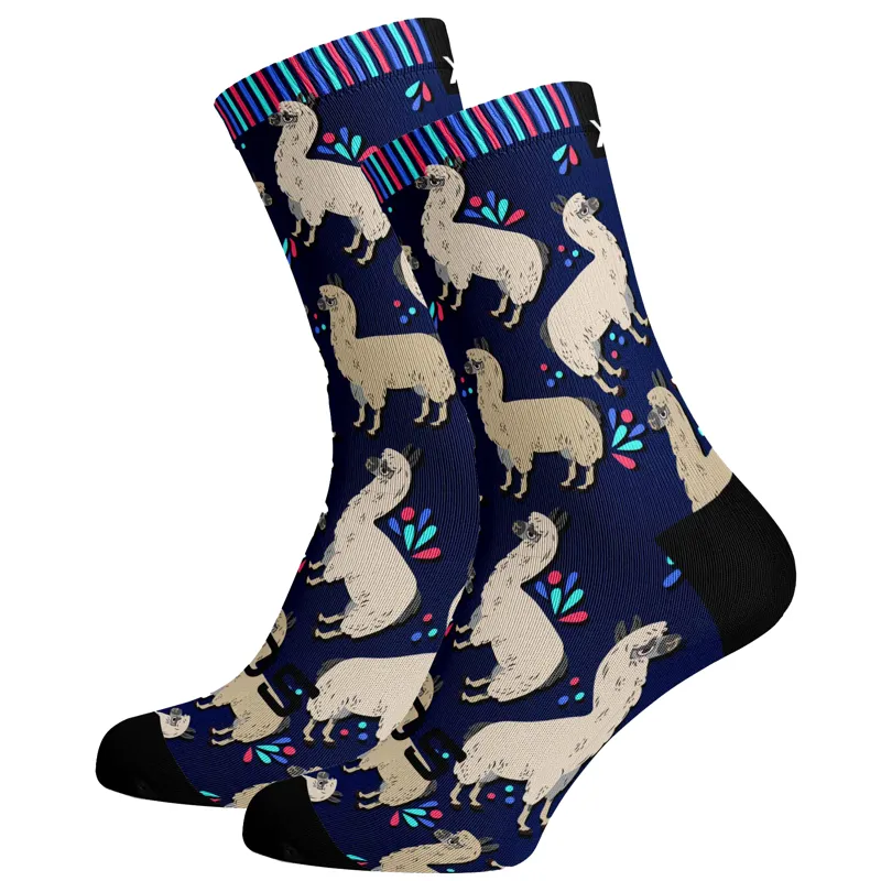 Sox Footwear Alpacas Animals Premium Crew Socks - Navy