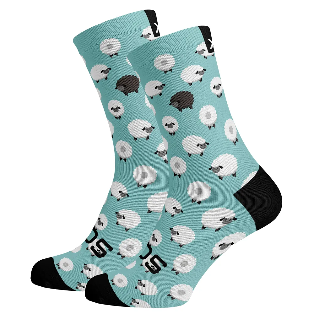 uPRISE Bikes Sox Footwear Sheep Animals Premium Crew Socks - Blue | Price match, 365 day return s, 18-Month Warranty, Finance Available & Free UK Delivery