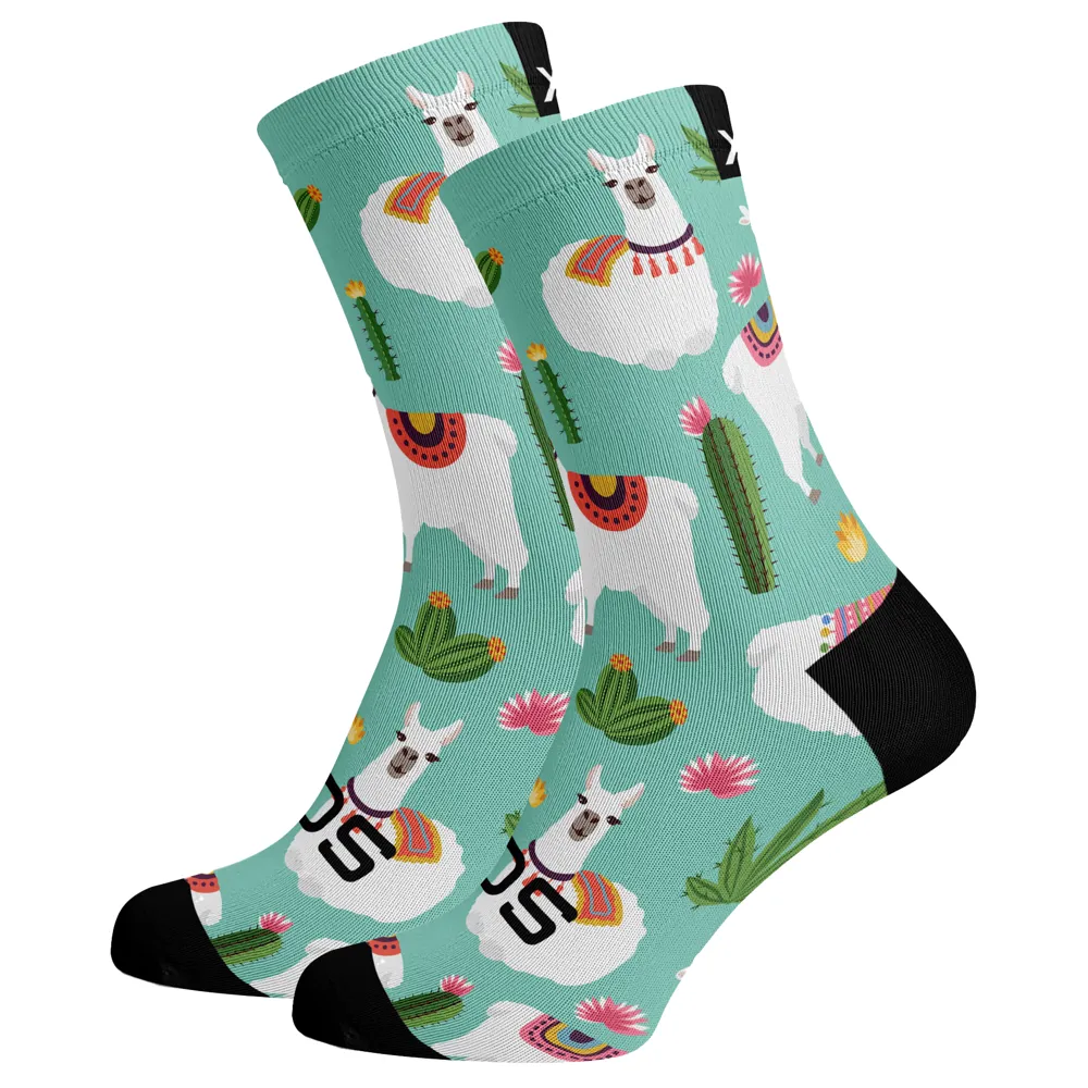 uPRISE Bikes Sox Footwear Llama Animals Premium Crew Socks - Green | Price match, 365 day return s, 18-Month Warranty, Finance Available & Free UK Delivery
