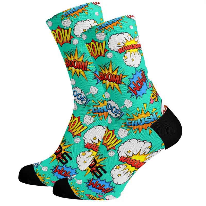 Sox Footwear Comic Bright And Fun Premium Crew Socks - Green