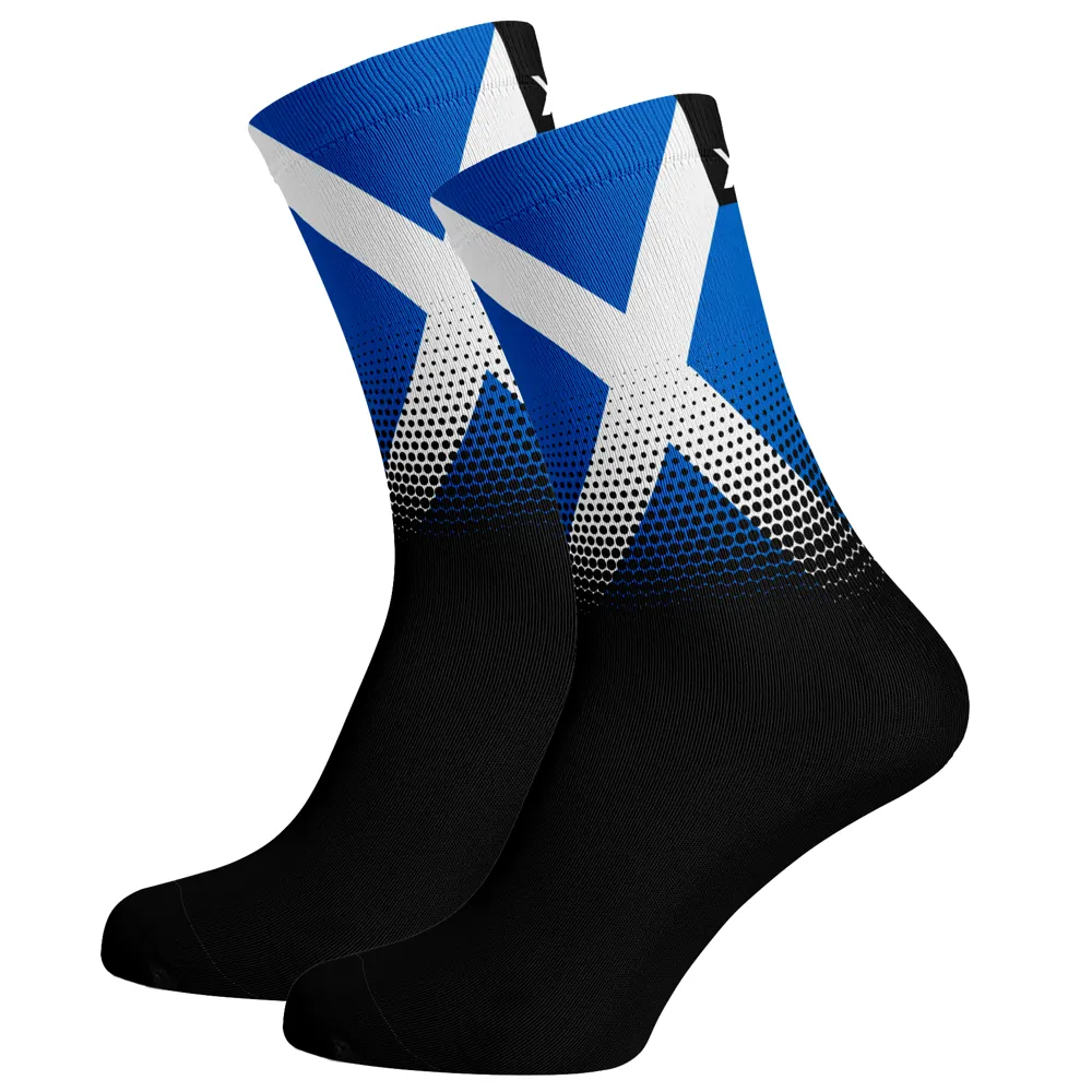 uPRISE Bikes Sox Footwear Scotland Flag Black Premium Crew Socks - Black/Blue | Price match, 365 day return s, 18-Month Warranty, Finance Available & Free UK Delivery