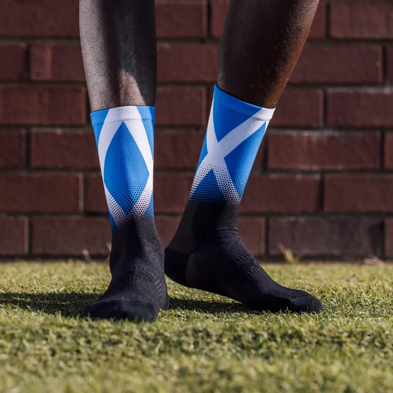 Sox Footwear Scotland Flag Black Premium Crew Socks - Black/Blue-1