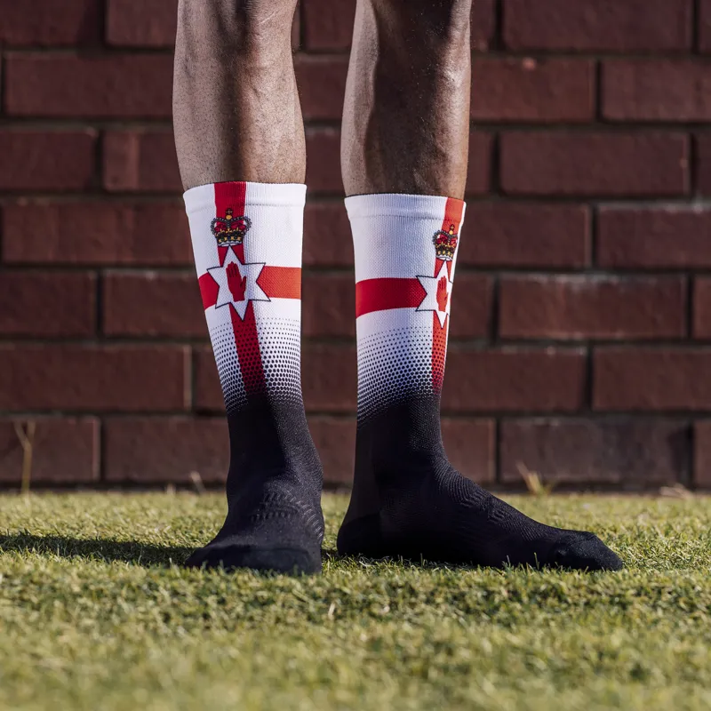 Sox Footwear Northern Ireland Flag Black Premium Crew Socks - Black/White-2