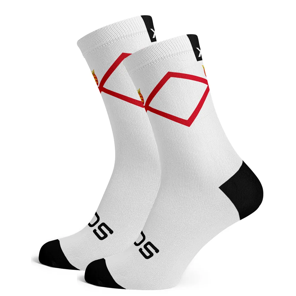 uPRISE Bikes Sox Footwear Jersey Flag White Premium Crew Socks - White/Red | Price match, 365 day return s, 18-Month Warranty, Finance Available & Free UK Delivery