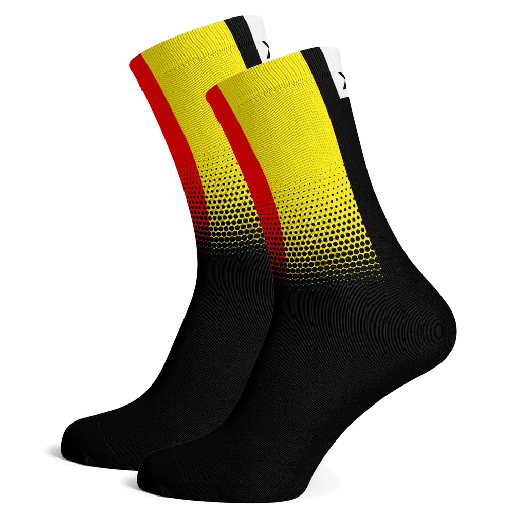 uPRISE Bikes Sox Footwear Belgium Flag Black Premium Crew Socks | Price match, 365 day return s, 18-Month Warranty, Finance Available & Free UK Delivery