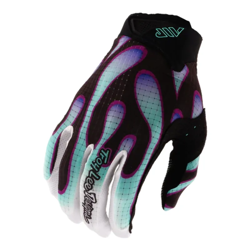 Troy Lee Designs Youth Air Long Finger Gloves - Overspray Black/Real Teal