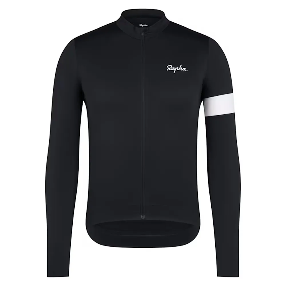 uPRISE Bikes Rapha Core Men's Thermal Long Sleeve Jersey - Black/White | Price match, 365 day return s, 18-Month Warranty, Finance Available & Free UK Delivery