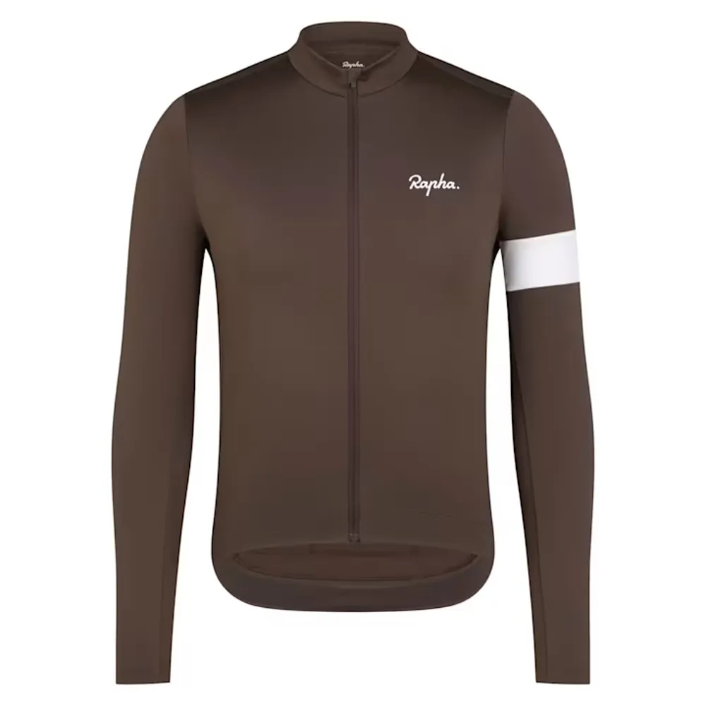 uPRISE Bikes Rapha Core Men's Thermal Long Sleeve Jersey - Deep Coffee/White | Price match, 365 day return s, 18-Month Warranty, Finance Available & Free UK Delivery