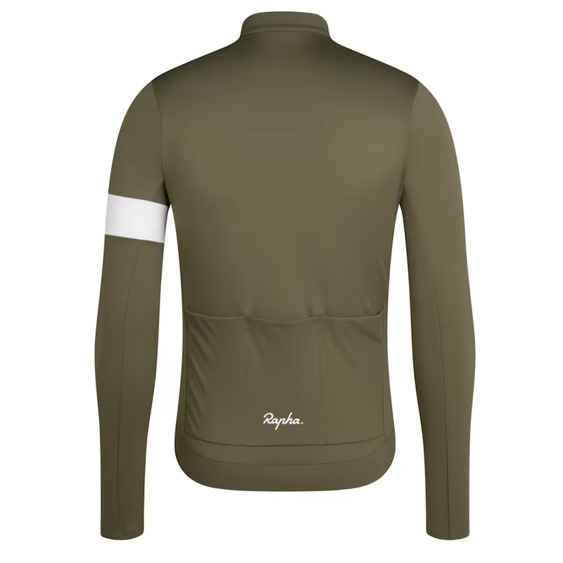 Rapha Core Men's Thermal Long Sleeve Jersey - Fern/White-1