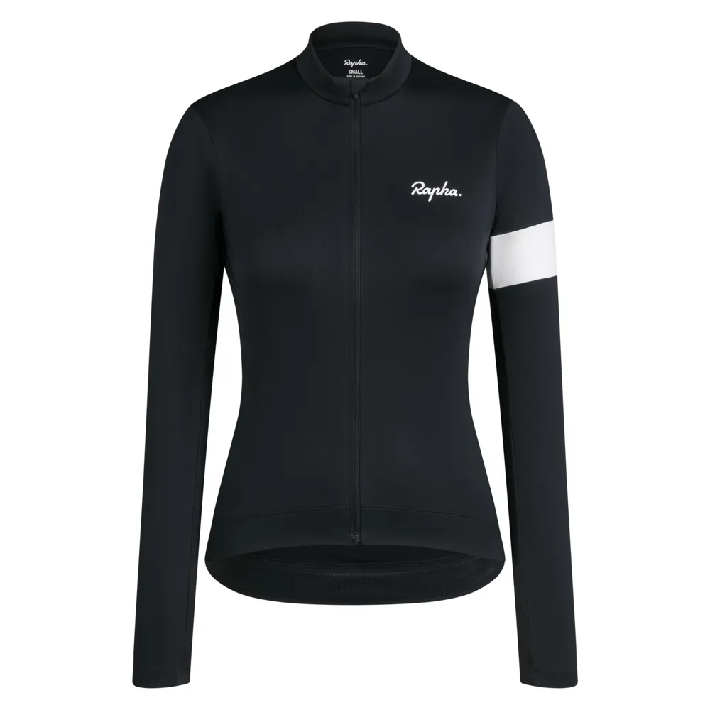 uPRISE Bikes Rapha Core Women's Thermal Long Sleeve Jersey - Black/White | Price match, 365 day return s, 18-Month Warranty, Finance Available & Free UK Delivery