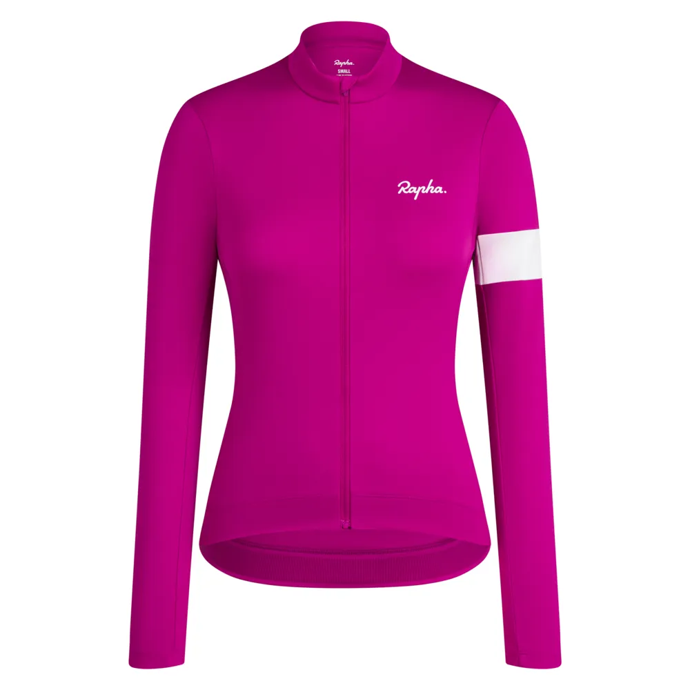 uPRISE Bikes Rapha Core Women's Thermal Long Sleeve Jersey - Berry/White | Price match, 365 day return s, 18-Month Warranty, Finance Available & Free UK Delivery