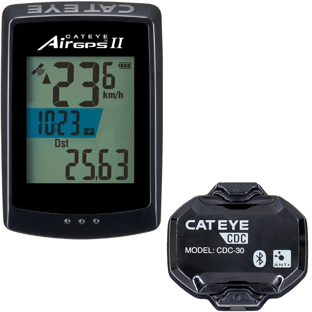 uPRISE Bikes Cateye CatEye Air GPS 2 Cycle Computer with Cadence Sensor - Black | Price match, 365 day return s, 18-Month Warranty, Finance Available & Free UK Delivery