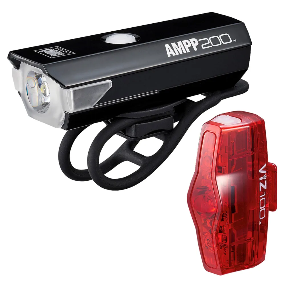 uPRISE Bikes Cateye Ampp 200 / Viz 100 Rechargeable Light Set | Price match, 365 day return s, 18-Month Warranty, Finance Available & Free UK Delivery