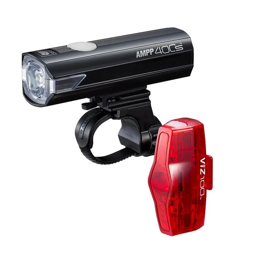 uPRISE Bikes Cateye AMPP 400S/Viz 100 Bicycle Light Set | Price match, 365 day return s, 18-Month Warranty, Finance Available & Free UK Delivery