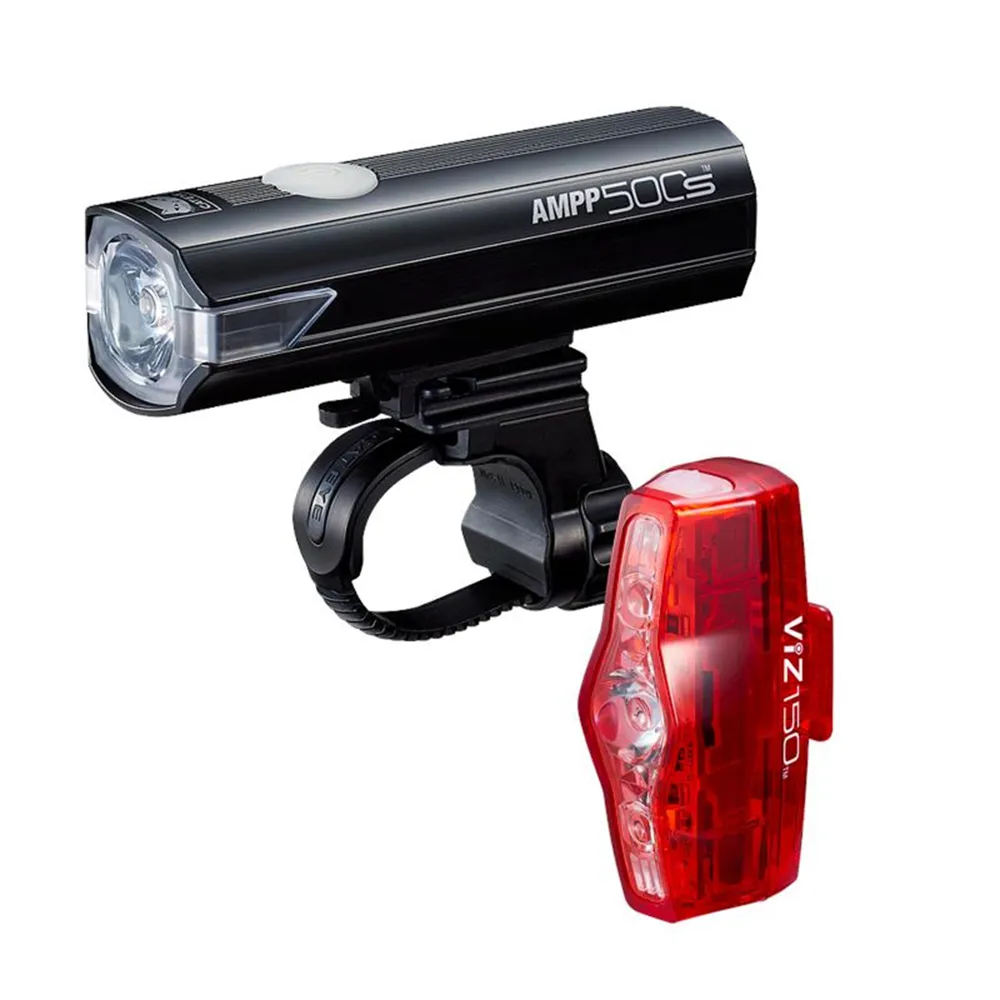 uPRISE Bikes Cateye CatEye AMPP 500S/VIZ 150 USB-C Bike Light Set - Black/Red | Price match, 365 day return s, 18-Month Warranty, Finance Available & Free UK Delivery