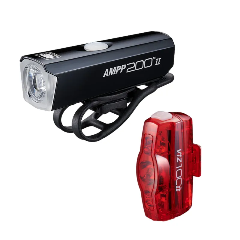 Cateye AMPP 200 II + Viz 100 II USB C Bike Light Set
