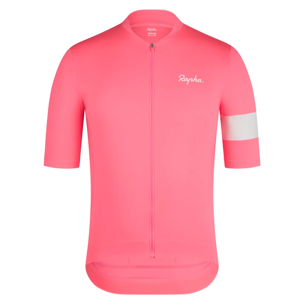 uPRISE Bikes Rapha Core Men's Short Sleeve Jersey - High-Vis Pink/White | Price match, 365 day return s, 18-Month Warranty, Finance Available & Free UK Delivery