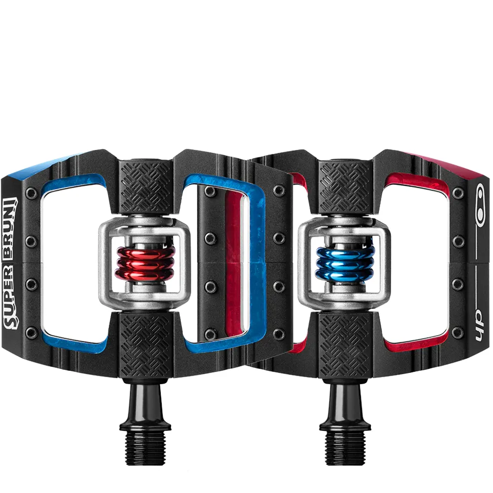 uPRISE Bikes Crank Brothers Mallet DH Clipless MTB Pedals - Bruni Edition Black/Red/Blue | Price match, 365 day return s, 18-Month Warranty, Finance Available & Free UK Delivery