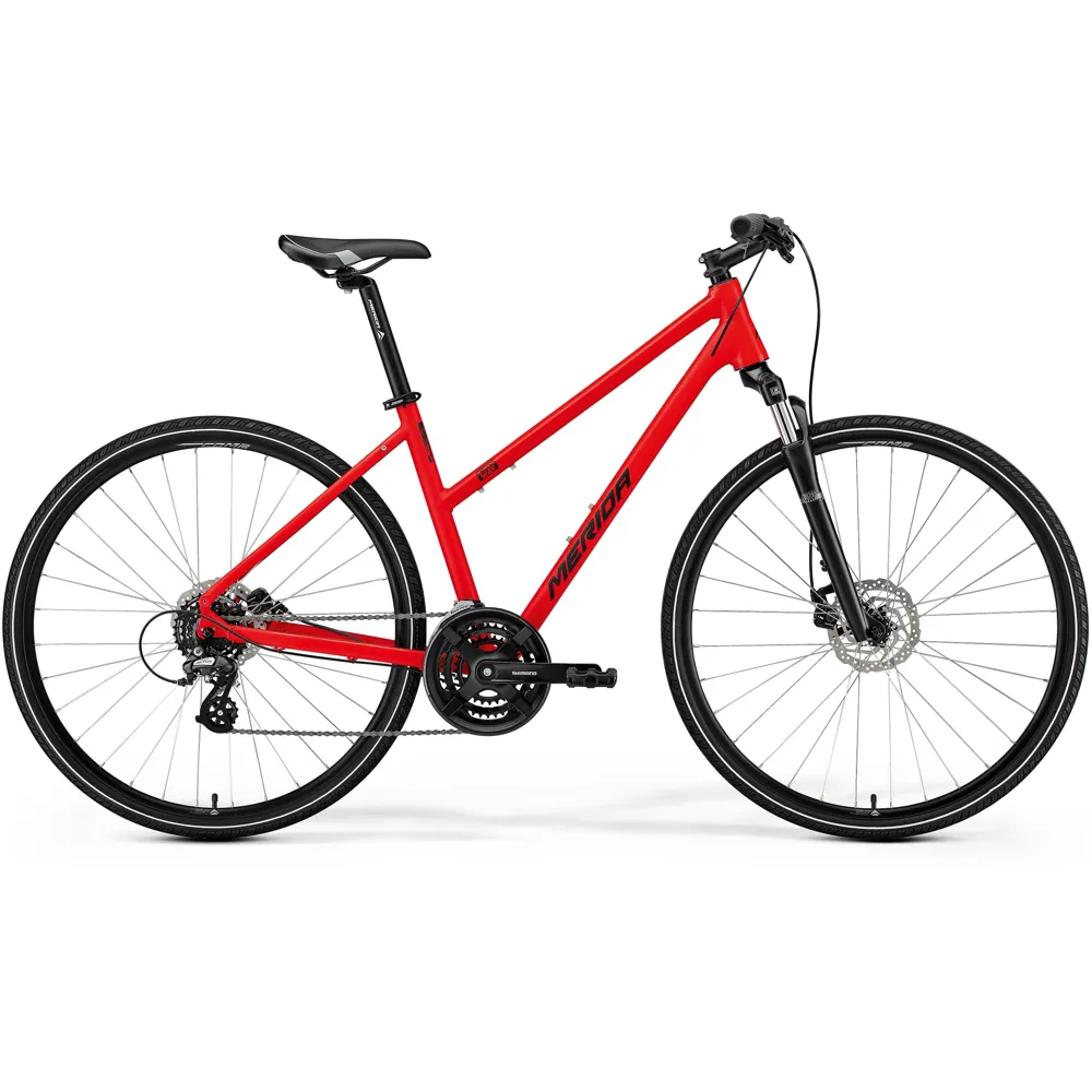 uPRISE Bikes Merida Crossway 10 Women's 2025 Hybrid Bike - Red/Black | Price match, 365 day return s, 18-Month Warranty, Finance Available & Free UK Delivery