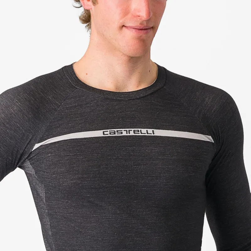 Castelli Merino Seamless Men's Long Sleeve Base Layer - Black-2