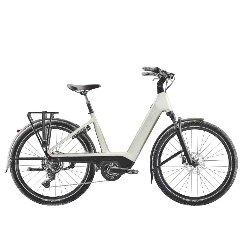 uPRISE Bikes Trek Charter+ 4 R9 Lowstep 540wh 2026 Electric Hybrid Bike - Lunar Silver | Price match, 365 day return s, 18-Month Warranty, Finance Available & Free UK Delivery