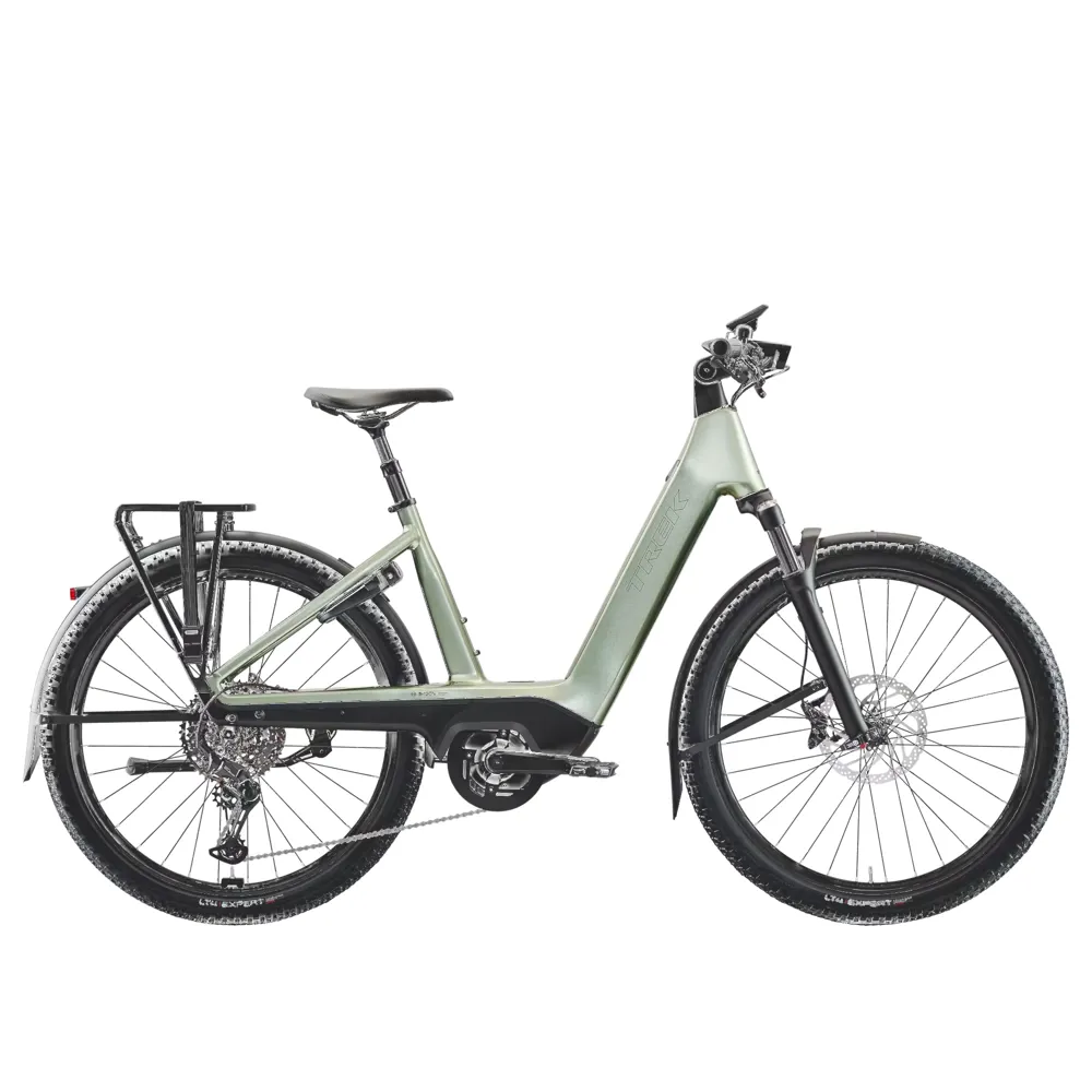 uPRISE Bikes Trek Charter+ 4 R9 Trail Lowstep 800wh 2026 Electric Hybrid Bike - Lichen Green | Price match, 365 day return s, 18-Month Warranty, Finance Available & Free UK Delivery