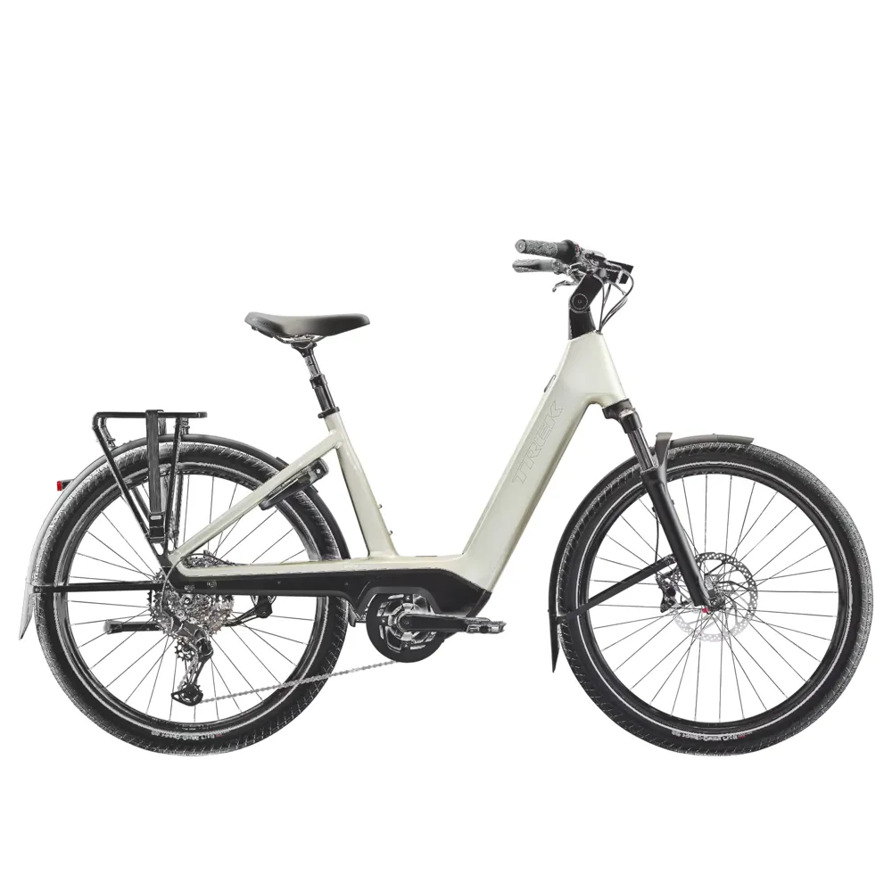 uPRISE Bikes Trek Charter+ 5 R10 LowStep 540wh 2026 Electric Hybrid Bike - Lunar Silver | Price match, 365 day return s, 18-Month Warranty, Finance Available & Free UK Delivery