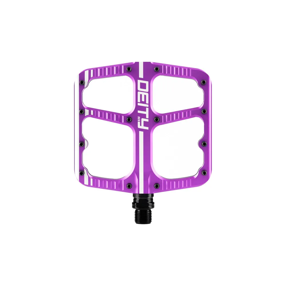 uPRISE Bikes Deity Flat Trak MTB Flat Pedals: - Purple | Price match, 365 day return s, 18-Month Warranty, Finance Available & Free UK Delivery