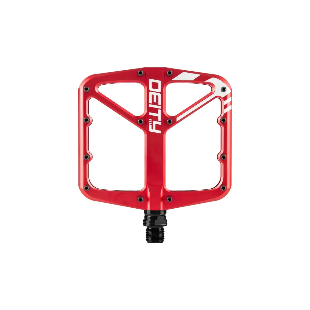 uPRISE Bikes Deity Supervillain Flat MTB Pedals - Red | Price match, 365 day return s, 18-Month Warranty, Finance Available & Free UK Delivery